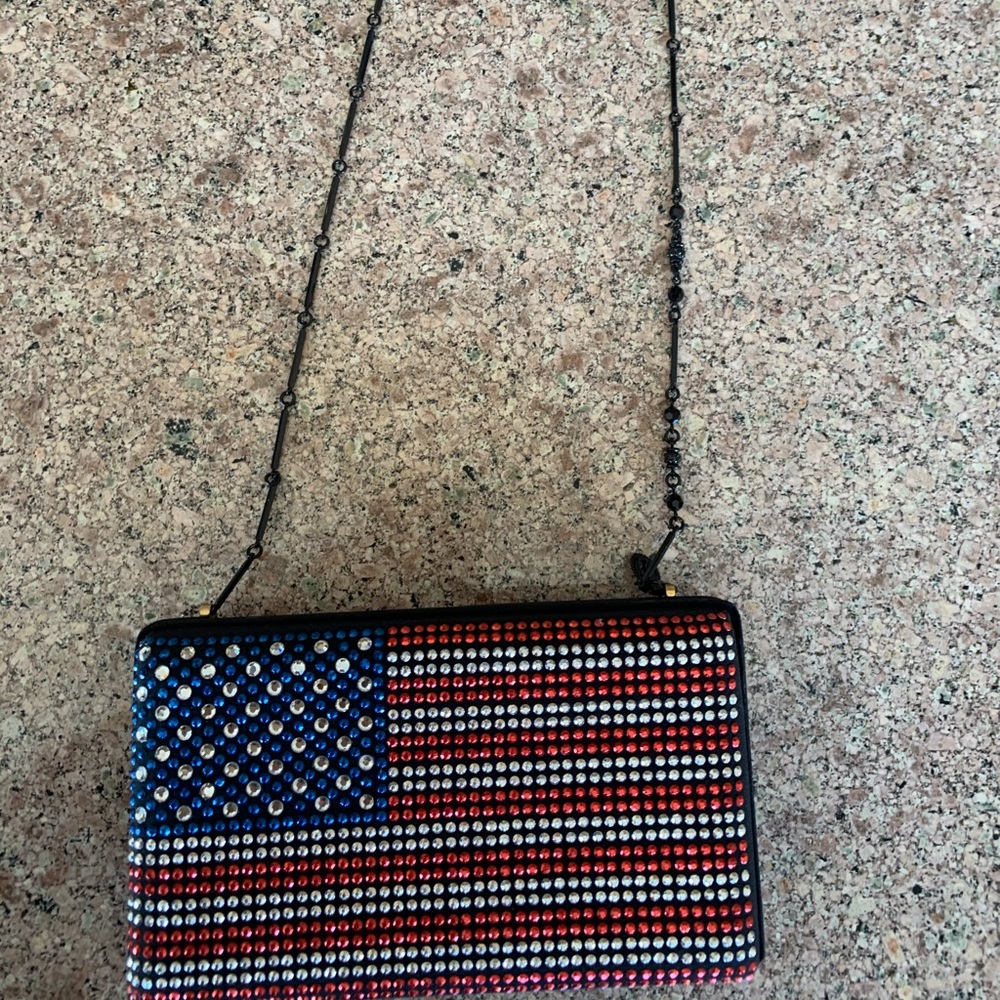 St. John American flag rhinestone purse with strap